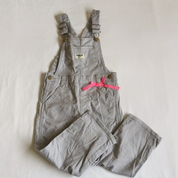 oshkosh b'gosh vestbak gray sparkle cotton twill overalls 3T toddler girl - Picture 3 of 11